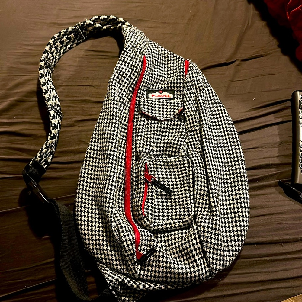 KAVU Rope Sling Rope Crossbody Bag - Houndstooth Plaid
